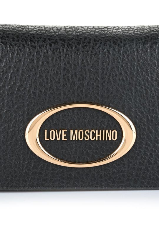 Love Moschino Love Moschino Kadın Metal Logo Fermuar Kapama Deri Kısa Kulp Siyah Omuz Çantası JC4339PP0NK14-00A
