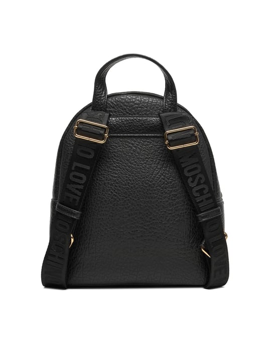 Love Moschino Love Moschino Kadın Metalik Logo Desenli Dokulu Deri Siyah Sırt Çantası JC4341PP0NK14-00A
