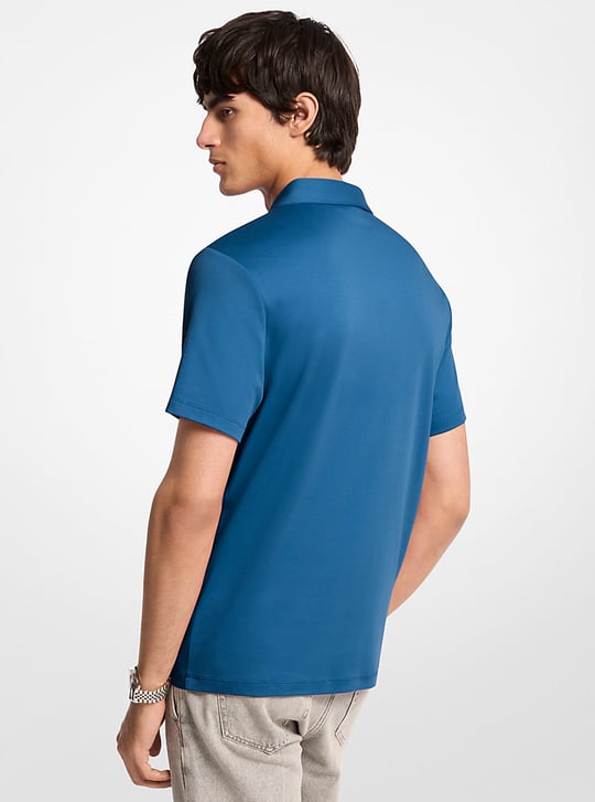 Michael Kors Michael Kors Erkek %100 Pamuklu Logolu Kısa Kollu Mavi Polo Yaka T-Shirt CS15073C93-RIVER BLUE