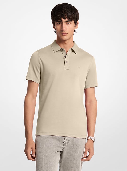 Michael Kors Michael Kors Erkek %100 Pamuklu Logolu Kısa Kollu Bej Polo Yaka T-Shirt CS15073C93-STONE