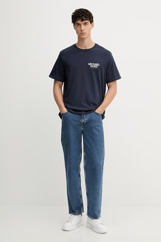 Michael Kors Michael Kors Erkek Bisiklet Yaka Kısa Kol Sırt Bölgesi Büyük Logo Pamuklu Lacivert T-Shirt CR652YHFV4-MIDNIGHT