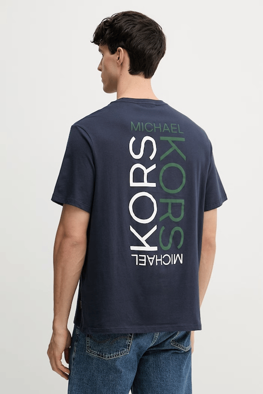 Michael Kors Michael Kors Erkek Bisiklet Yaka Kısa Kol Sırt Bölgesi Büyük Logo Pamuklu Lacivert T-Shirt CR652YHFV4-MIDNIGHT