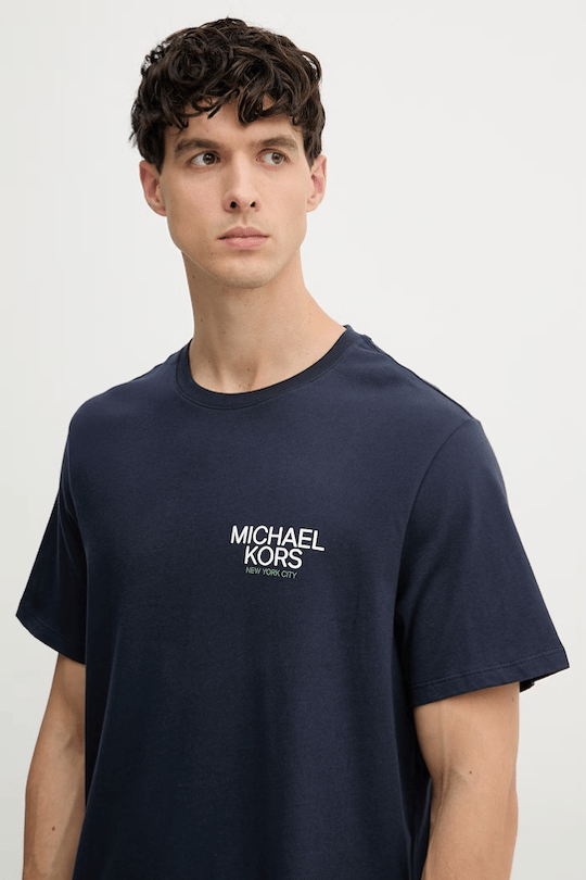 Michael Kors Michael Kors Erkek Bisiklet Yaka Kısa Kol Sırt Bölgesi Büyük Logo Pamuklu Lacivert T-Shirt CR652YHFV4-MIDNIGHT