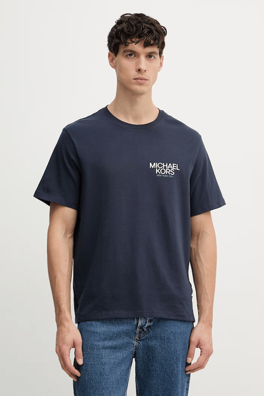 Michael Kors Michael Kors Erkek Bisiklet Yaka Kısa Kol Sırt Bölgesi Büyük Logo Pamuklu Lacivert T-Shirt CR652YHFV4-MIDNIGHT