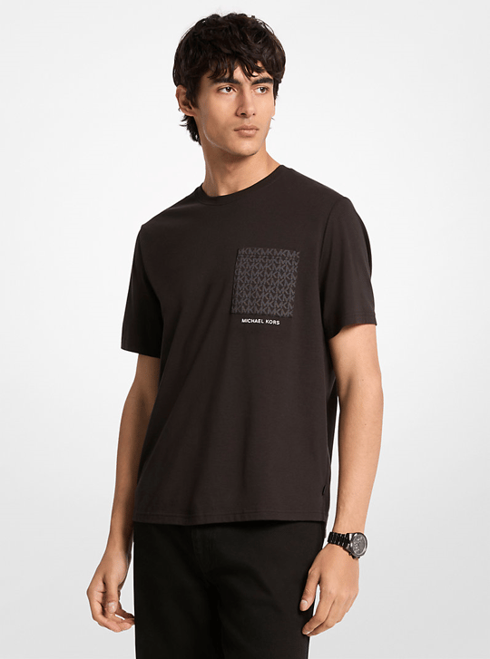 Michael Kors Michael Kors Erkek Bisiklet Yaka Kısa Kol Günlük Siyah T-Shirt CR652T1FV4-BLACK