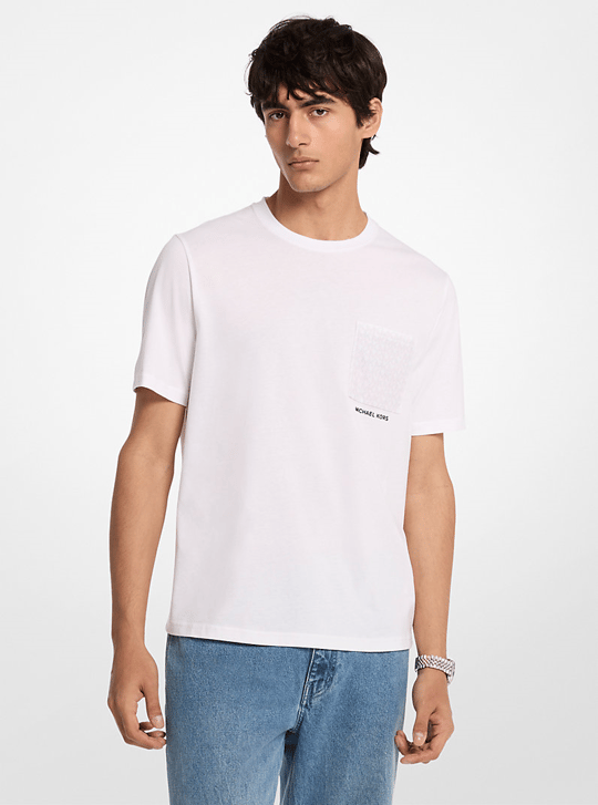 Michael Kors Michael Kors Erkek Bisiklet Yaka Kısa Kol Günlük Beyaz T-Shirt CR652T1FV4-WHITE
