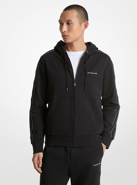 Michael Kors Michael Kors Erkek Kapüşonlu Yaka Uzun Kollu Fermuarlı Siyah Eşofman Üstü CT4524K5MF-BLACK
