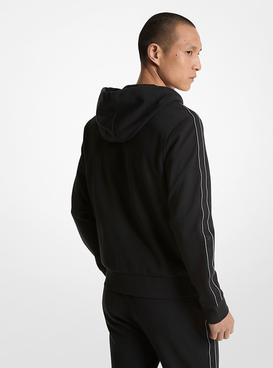 Michael Kors Michael Kors Erkek Kapüşonlu Yaka Uzun Kollu Fermuarlı Siyah Eşofman Üstü CT4524K5MF-BLACK