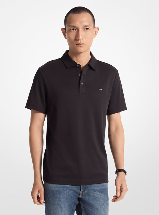 Michael Kors Michael Kors Erkek Kısa Kol Düğme Kapama Pamuklu Rahat Kesim Siyah Polo Yaka T-Shirt CB95FGVC93-BLACK