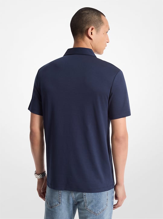 Michael Kors Michael Kors Erkek Kısa Kol Düğme Kapama Pamuklu Rahat Kesim Lacivert Polo Yaka T-Shirt CB95FGVC93-MIDNIGHT