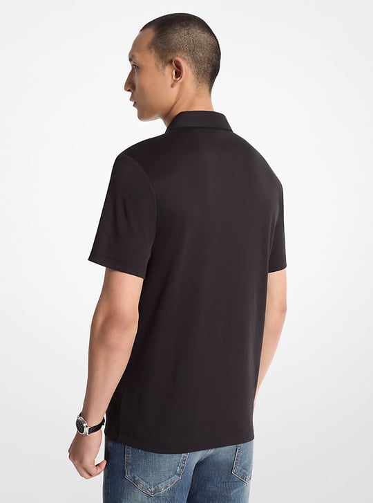 Michael Kors Michael Kors Erkek Kısa Kol Düğme Kapama Pamuklu Rahat Kesim Siyah Polo Yaka T-Shirt CB95FGVC93-BLACK