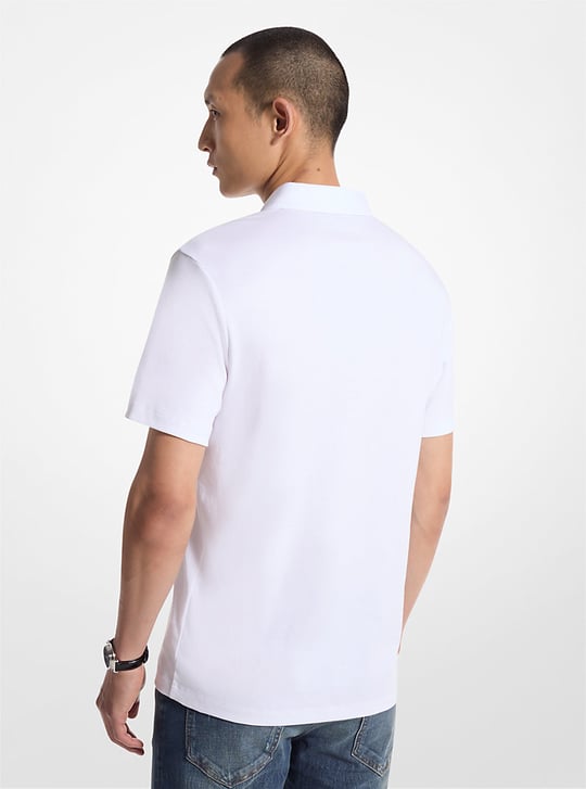 Michael Kors Michael Kors Erkek Kısa Kol Düğme Kapama Pamuklu Rahat Kesim Beyaz Polo Yaka T-Shirt CB95FGVC93-WHITE