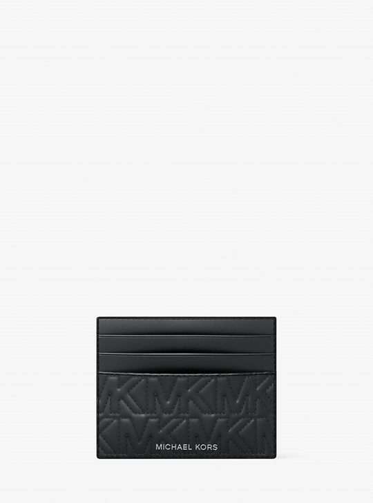 Michael Kors Michael Kors Erkek Logolu Deri Kart Bölmeli Günlük Kullanım Siyah Cüzdan 39R6SHDD2L-BLACK