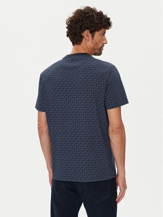 Michael Kors Michael Kors Erkek MK Desen Kısa Kol Bisiket Yaka Regular Fit Lacivert T-Shirt CS5529A5KS-MIDNIGHT