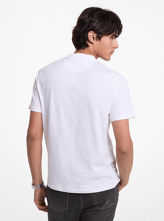 Michael Kors Michael Kors Erkek MK Desen Kısa Kol Bisiket Yaka Regular Fit Beyaz T-Shirt CS5529A5KS-WHITE