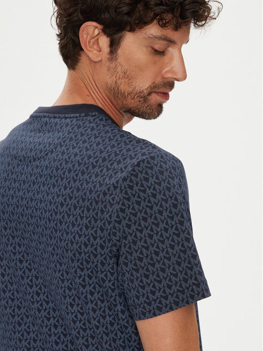 Michael Kors Michael Kors Erkek MK Desen Kısa Kol Bisiket Yaka Regular Fit Lacivert T-Shirt CS5529A5KS-MIDNIGHT