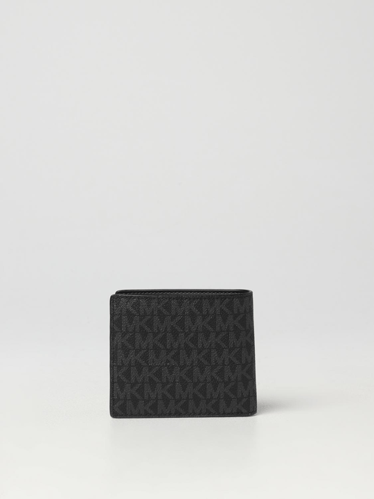 Michael Kors Michael Kors Erkek Nakit Para Bölmeli Monogram Logo Desenli Kanvas Kumaş Siyah Cüzdan 39F9LGYF5P-BLACK