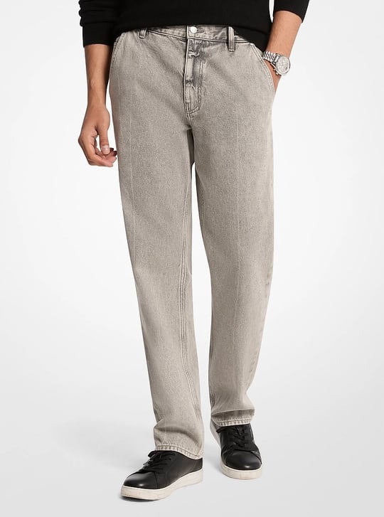 Michael Kors Michael Kors Erkek Normal Bel Boru Paça Cep Detay Denim Kumaş Gri Jeans CS5900KHP4-LTCONCRT