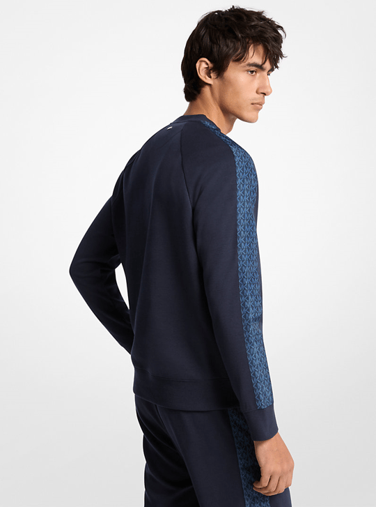Michael Kors Michael Kors Erkek Regular Fit Pamuklu Bisiklet Yaka Uzun Kollu Lacivert Sweatshirt CR652Q55MF-MIDNIGHT