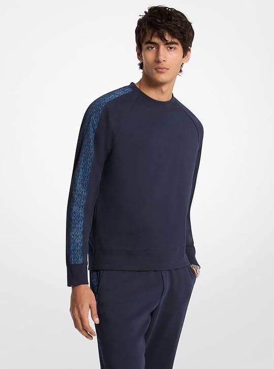 Michael Kors Michael Kors Erkek Regular Fit Pamuklu Bisiklet Yaka Uzun Kollu Lacivert Sweatshirt CR652Q55MF-MIDNIGHT