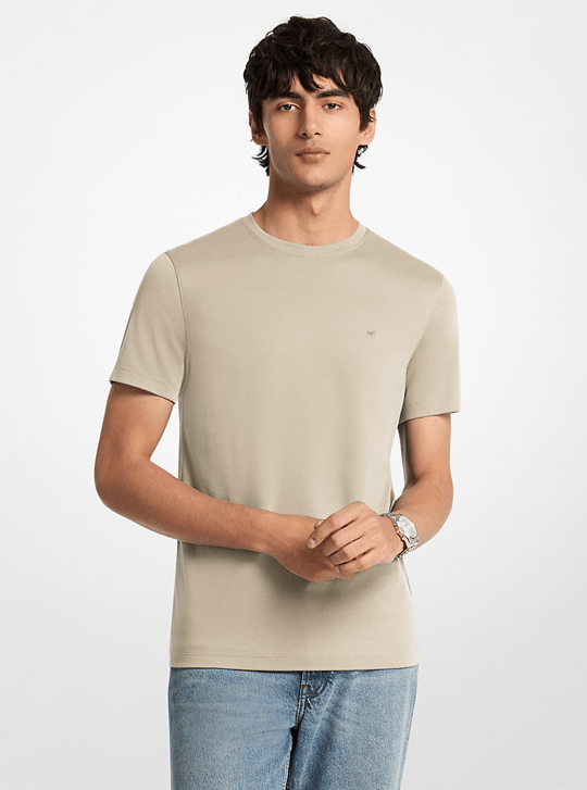 Michael Kors Michael Kors Erkek Regular Fit Bisiklet Yaka Marka Logolu Kısa Kollu Bej T-Shirt CF15FJ2C93-STONE