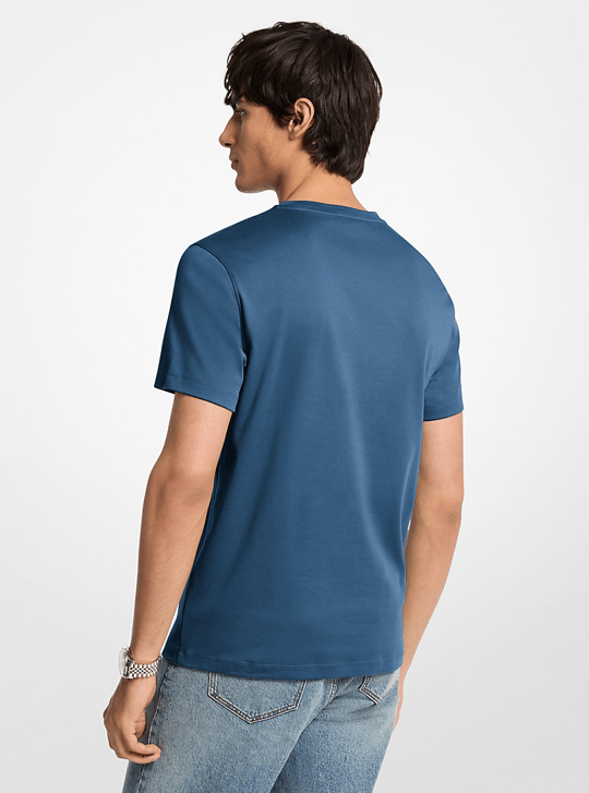 Michael Kors Michael Kors Erkek Regular Fit Bisiklet Yaka Marka Logolu Kısa Kollu Mavi T-Shirt CF15FJ2C93-RIVER BLUE
