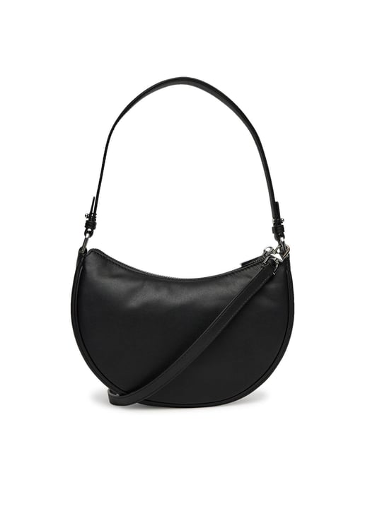 Michael Kors Michael Kors Kadın Çıkarılabilir ve Ayarlanabilir Omuz Askılı Fermuar Kapamalı Metalik Logo Kabartmalı Deri Siyah Omuz Çantası 32S5S8QU1L-BLACK