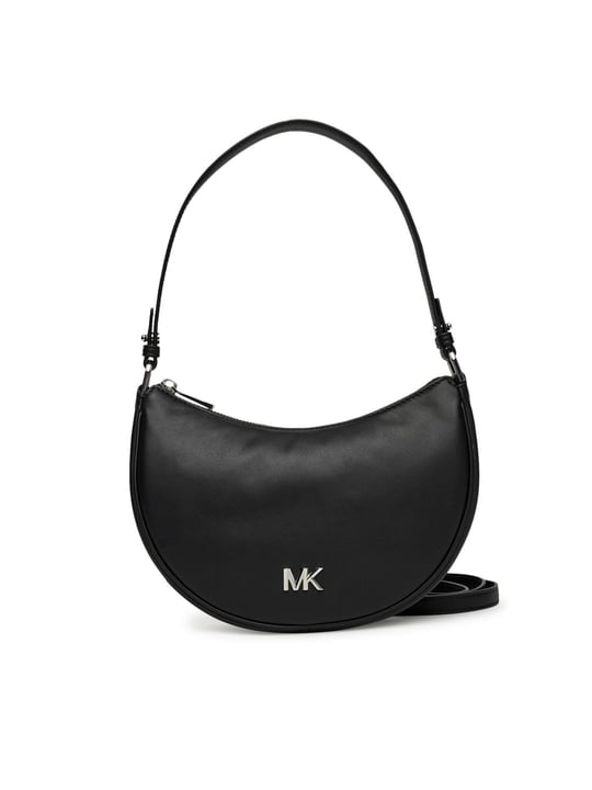 Michael Kors Michael Kors Kadın Çıkarılabilir ve Ayarlanabilir Omuz Askılı Fermuar Kapamalı Metalik Logo Kabartmalı Deri Siyah Omuz Çantası 32S5S8QU1L-BLACK