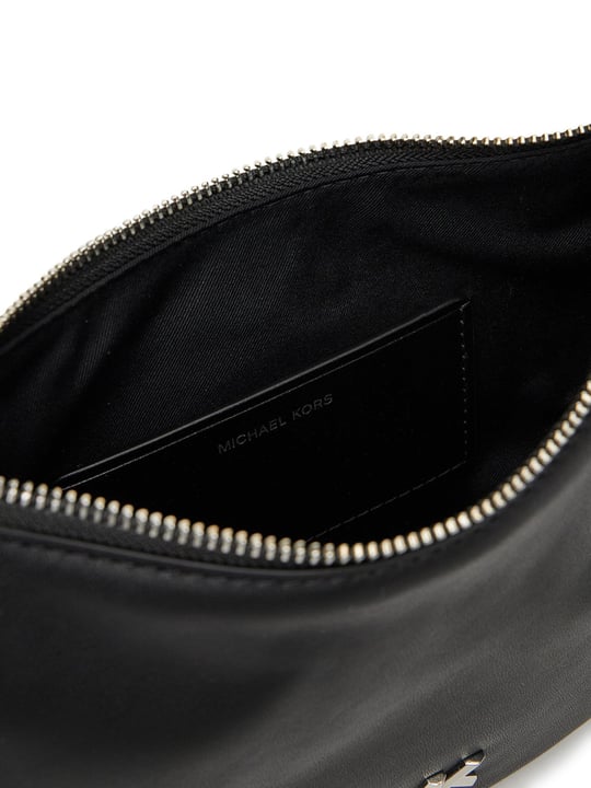 Michael Kors Michael Kors Kadın Çıkarılabilir ve Ayarlanabilir Omuz Askılı Fermuar Kapamalı Metalik Logo Kabartmalı Deri Siyah Omuz Çantası 32S5S8QU1L-BLACK