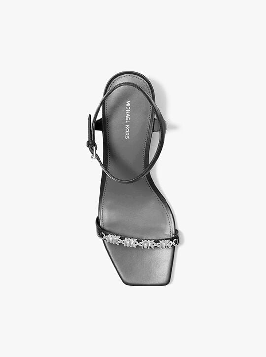 Michael Kors Michael Kors Kadın Kısa Topuklu Açık Burunlu Metalik Logo Aksesuarlı Deri Siyah Klasik Topuklu Ayakkabı 40R6DIMS1L-BLACK