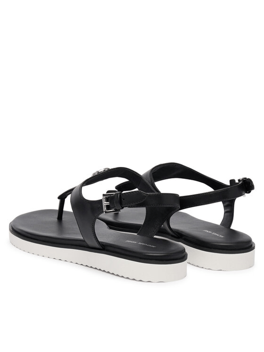 Michael Kors Michael Kors Kadın Metalik Logo Detaylı Rahat Taban Deri Siyah Sandalet 40R6VAFS2L-BLACK