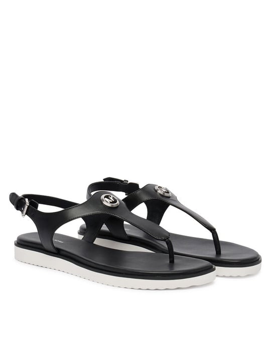 Michael Kors Michael Kors Kadın Metalik Logo Detaylı Rahat Taban Deri Siyah Sandalet 40R6VAFS2L-BLACK
