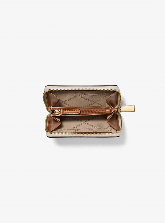 Michael Kors Michael Kors Kadın MK Logo Desenli Fermuarlı Bozuk Para Cepli 4 Kart Bölmeli Kanvas Ekru Kartlık 32T4GJ6Z5B-VANILAACRN