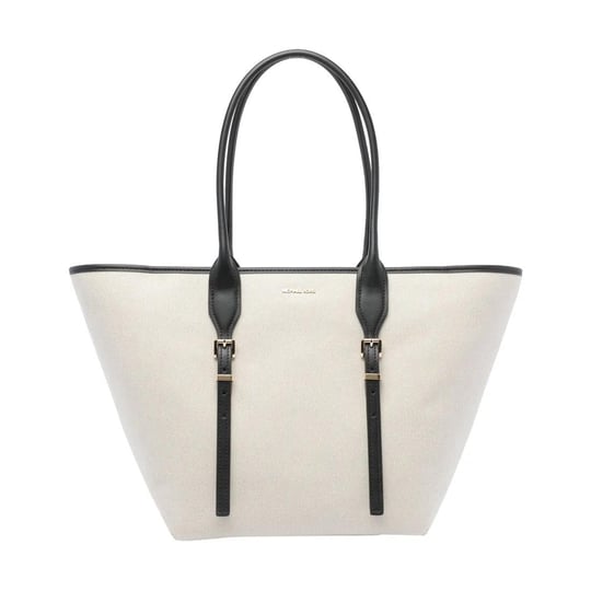 Michael Kors Michael Kors Kadın Pamuklu Kanvas Tote Deri Sap Siyah Omuz Çantası 30S5G9OT7C-BLACK