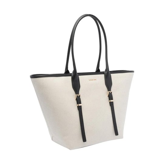 Michael Kors Michael Kors Kadın Pamuklu Kanvas Tote Deri Sap Siyah Omuz Çantası 30S5G9OT7C-BLACK