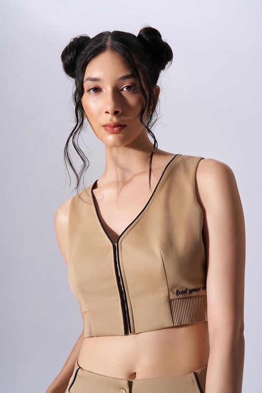 Naar Naar Kadın Baskılı Slim Fit Bej Büstiyer NAAR91309-CAMEL