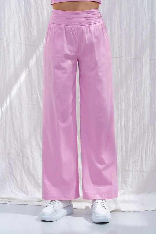 Naar Naar Kadın Regular Fit Bol Paça Rahat Günlük Pembe Pantolon NAAR81234-PEMBE