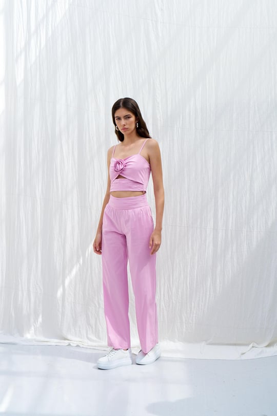 Naar Naar Kadın Regular Fit Bol Paça Rahat Günlük Pembe Pantolon NAAR81234-PEMBE