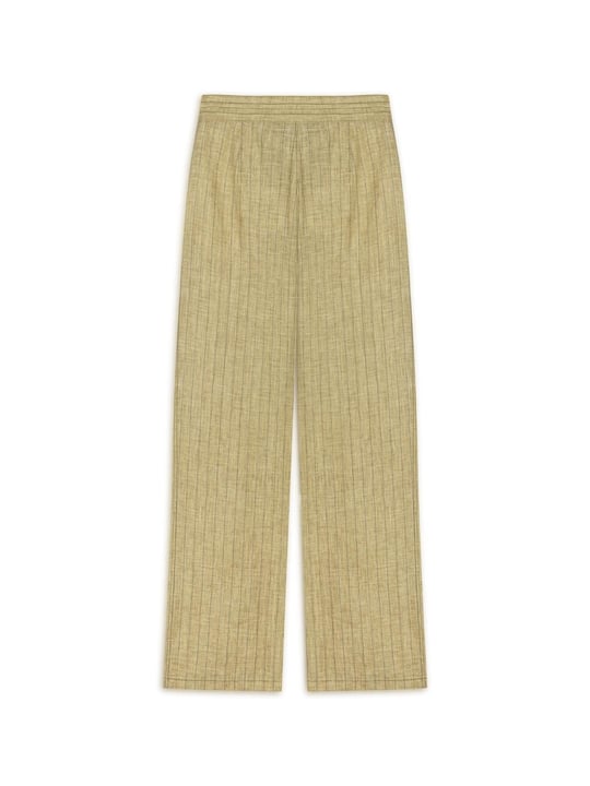 Nocturne Nocturne Kadın Rahat Kalıp Çizgi Desenli Bol Paça Sarı Pantolon N25YN3363-VARYANT