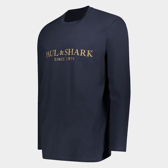 Paul Shark Paul Shark Erkek %100 Pamuklu Basic Uzun Kollu Sıfır Yaka Marka Logolu Lacivert1 T-Shirt 11311630-130