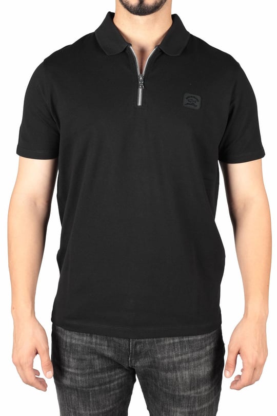 Paul Shark Paul Shark Erkek Basic Kısa Kollu Logo Nakışlı Siyah Polo Yaka T-Shirt 23411313-011