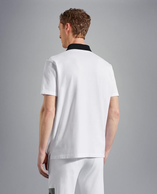 Paul Shark Paul Shark Erkek Basic Kısa Kollu Logo Nakışlı Beyaz Polo Yaka T-Shirt 23411313-010