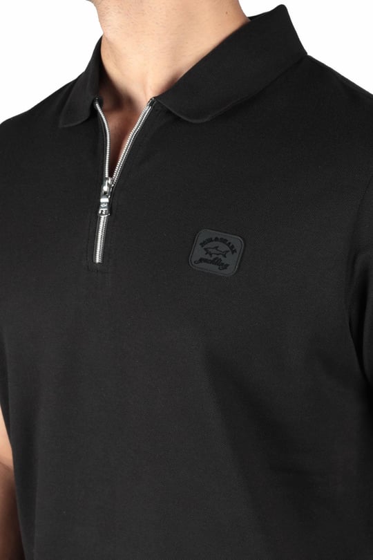 Paul Shark Paul Shark Erkek Basic Kısa Kollu Logo Nakışlı Siyah Polo Yaka T-Shirt 23411313-011