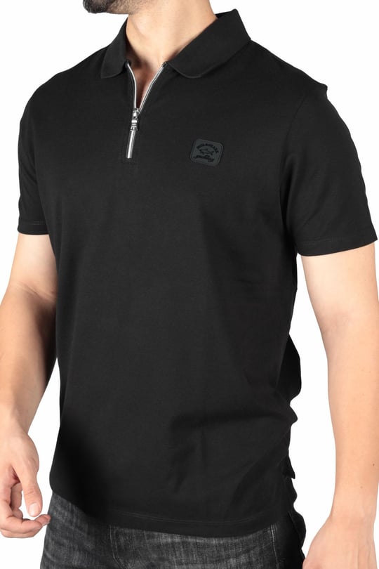 Paul Shark Paul Shark Erkek Basic Kısa Kollu Logo Nakışlı Siyah Polo Yaka T-Shirt 23411313-011