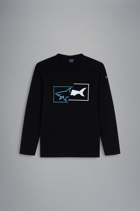 Paul Shark Paul Shark Erkek Baskılı Organik Pamuklu Siyah T-Shirt 12311649-011