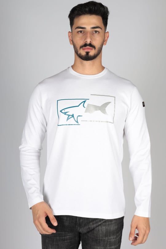 Paul Shark Paul Shark Erkek Baskılı Organik Pamuklu Beyaz T-Shirt 12311649-010