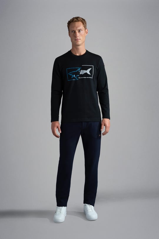 Paul Shark Paul Shark Erkek Baskılı Organik Pamuklu Siyah T-Shirt 12311649-011