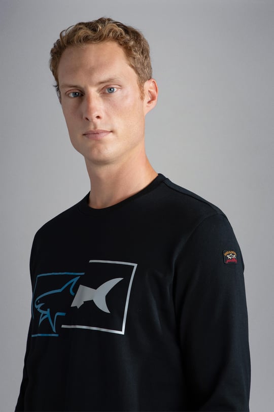 Paul Shark Paul Shark Erkek Baskılı Organik Pamuklu Siyah T-Shirt 12311649-011
