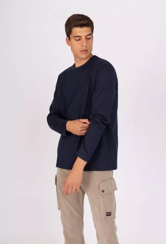 Paul Shark Paul Shark Erkek Baskılı Regular Fit Pamuklu Mavi Kazak 11311636-013