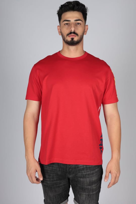 Paul Shark Paul Shark Erkek Bisiklet Yaka Baskılı Rahat Kırmızı T-Shirt 23411009-577